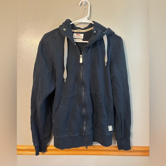 Fjallraven hoodie Sweater Mens Small Navy Blue Full Zip Pockets - Picture 1 of 5